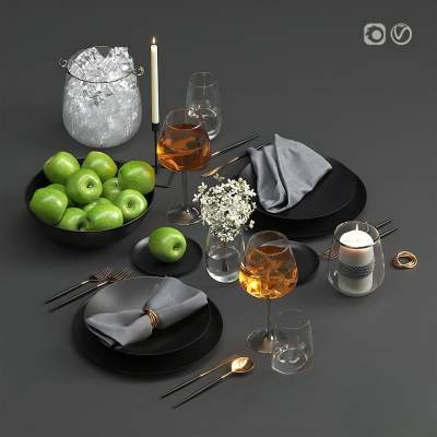 现代炊具 水果 酒杯